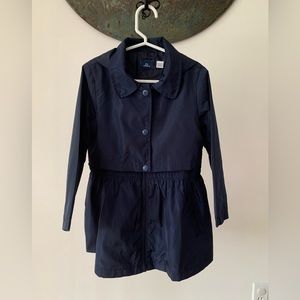 Navy satin trench, size 6Y/116 cm